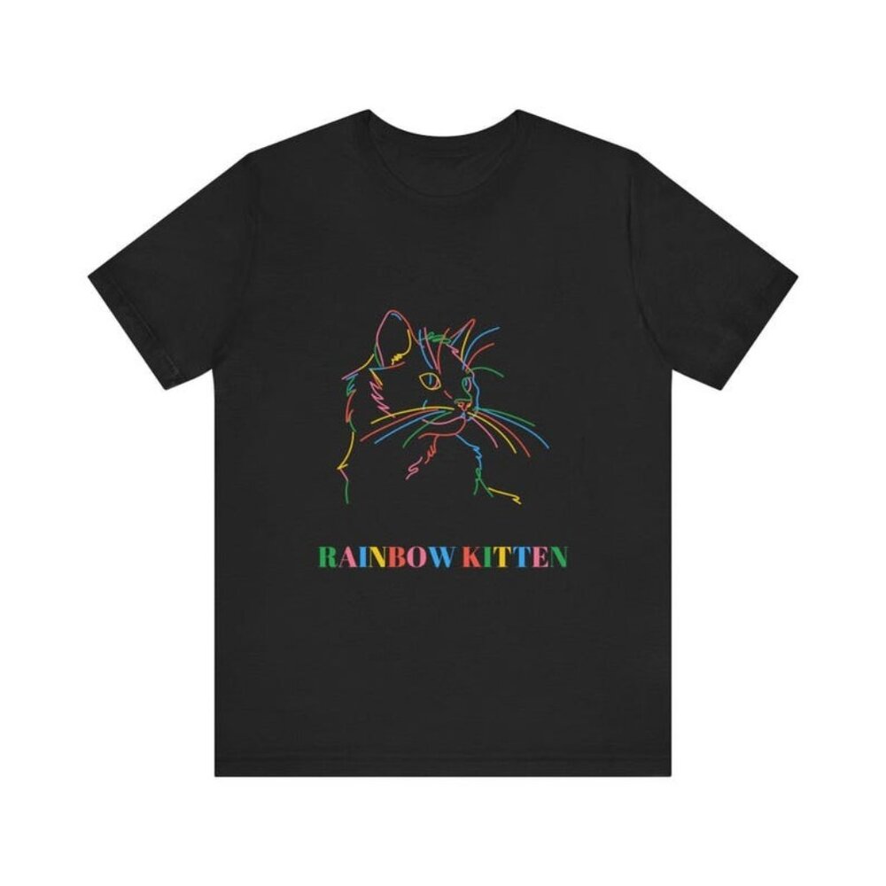 Rainbow Kitten Tee, Rainbow Cat T-Shirt, Colorful Cat Shirt - Picture 1 of 4